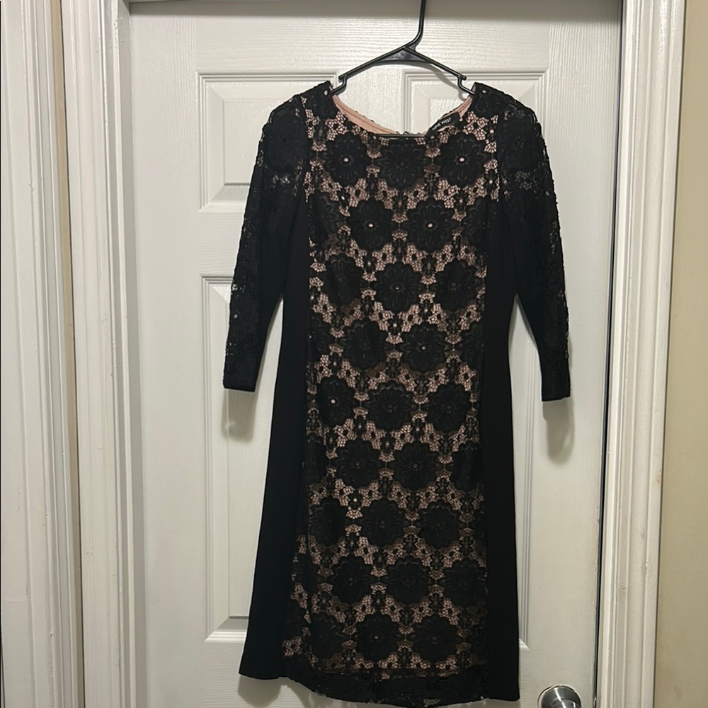 Nine West Black and Cream Floral Lace Dress